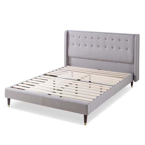 Zinus Benton Stone Grey King Upholstered Platform Bed Frame With