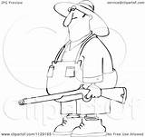 Redneck Hillbilly Clipart Man Rifle Outlined Carrying Cartoon Royalty Vector Dennis Djart Cox Illustration sketch template