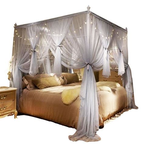 Nattey 4 Corners Post Canopy Bed Curtain For Girls Boys Adults 4
