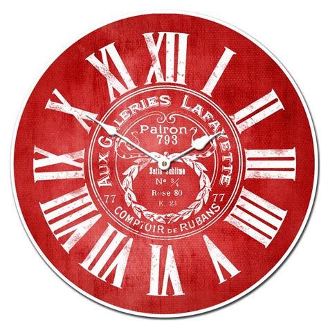 Large Red Wall Clock Available In 7 Sizes From 12 Up To 60 Inches