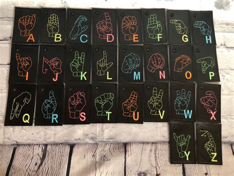 Sign Language Alphabet Learning Cards Etsy