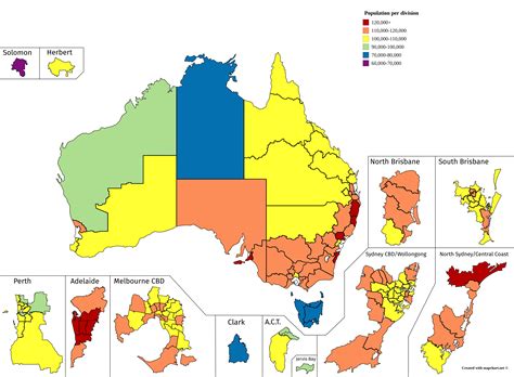Population Per Australian Electoral Division Raussiemaps