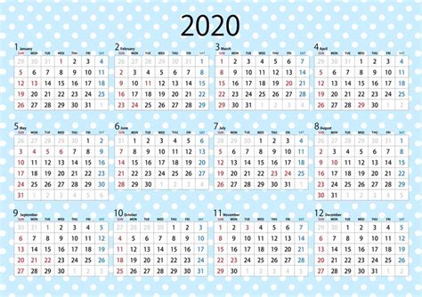 水玉の2020年カレンダーのフリーダウンロード画像｜ii | カレンダー, カレンダー シンプル, 無料 イラスト 素材