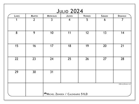 Calendario Julio 2024 Simplicidad Ld Michel Zbinden Sv