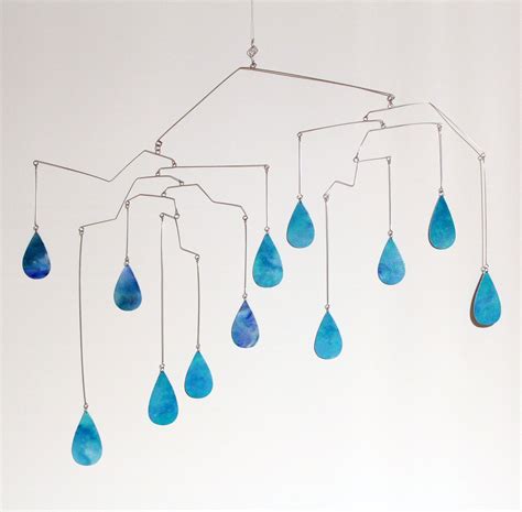 Rain Drops Art Mobile Cool Winter Hanging Mobiles Aqua Blue Calder