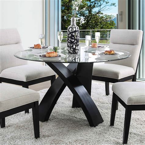 Furniture Of America Evans Contemporary Round Glass Dining Table