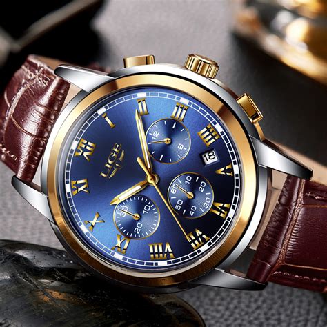 Lige Mens Watches Top Brand Luxury Leather Casual Quartz Watch Men
