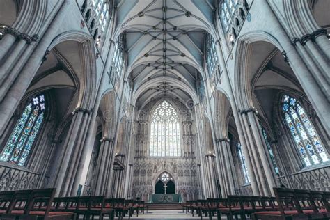 Beautiful Empty Interior Of The York Minster Iconic Gothic Style