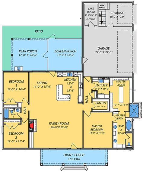 Plan 83876jw Acadian House Plan With Safe Room Acadian House Plans