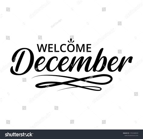 Welcome December Text Word Hand Drawn Stock Vector Royalty Free