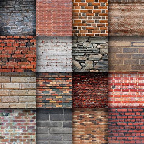 Brick Walls Digital Paper Brick Textures 16 Designs 12in Etsy