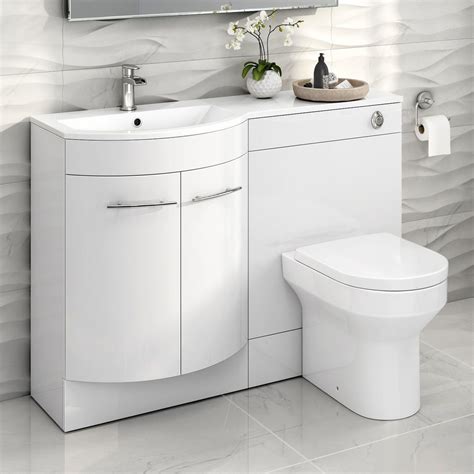 A toilet and basin combination unit is great for a number of reasons. Modern Bathroom White Vanity Unit Countertop Basin + Back ...