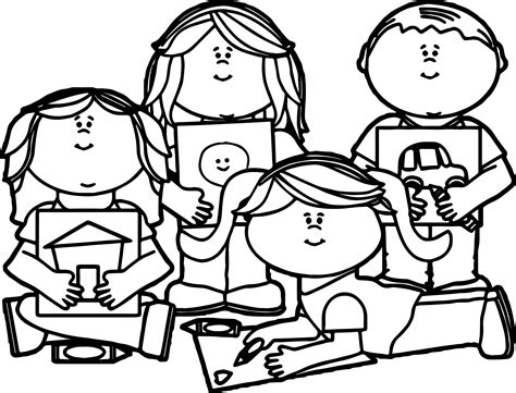 Kids Clipart Kids Coloring Page Images And Photos Finder