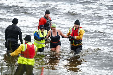 Hardy Swimmers Strip Off For Freezing Loch Lomond Plunge At Scotlands