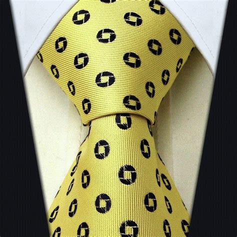 Mens Yellow Tie For Men Classic Geometric Yellow Necktie Corbatas