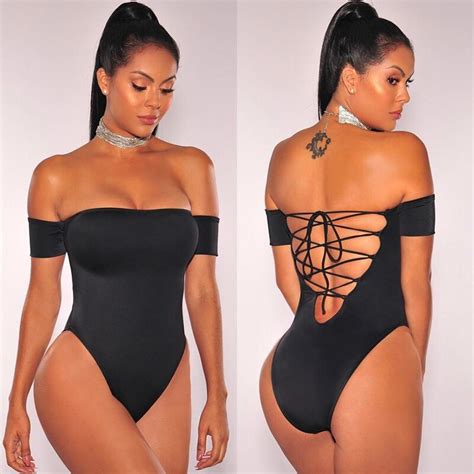 Women Sexy Clubwear Bodysuits Tops Stretchy Bodycon Party Off The