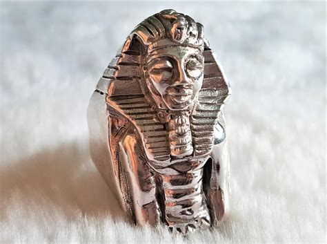 925 Sterling Silver Pharaoh Tutankhamun Egyptian Sphinx Ring Ancient