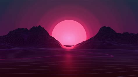 Sun In Retro Wave Mountains Wallpaper, HD Artist 4K Wallpapers, Images, Photos and Background ...