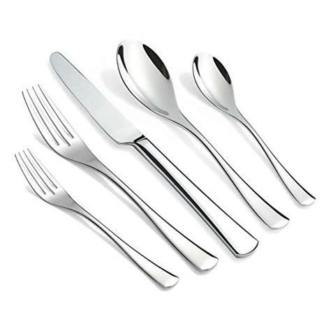 flatware heavy stainless steel silverware sets piece forks utensils cutlery forged spoons knives eating extra weight