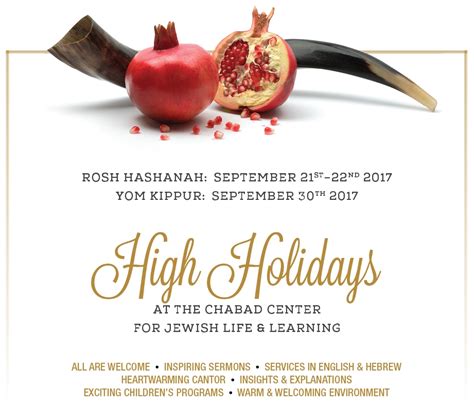 High Holidays Chabad Center For Jewish Life And Learning