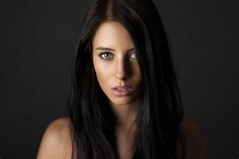 Women Face Parted Lips Women Indoors Long Hair Model Lipstick Green Eyes Portrait