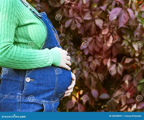 Happy Pregnant Woman In The Autumn Forest Stock Image Image Of Fall Happiness