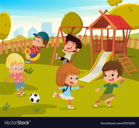 Baby Playground Summer Park Royalty Free Vector Image การ์ตูน การวาด