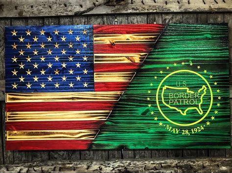 Carved Us Border Patrol American Flag Etsy