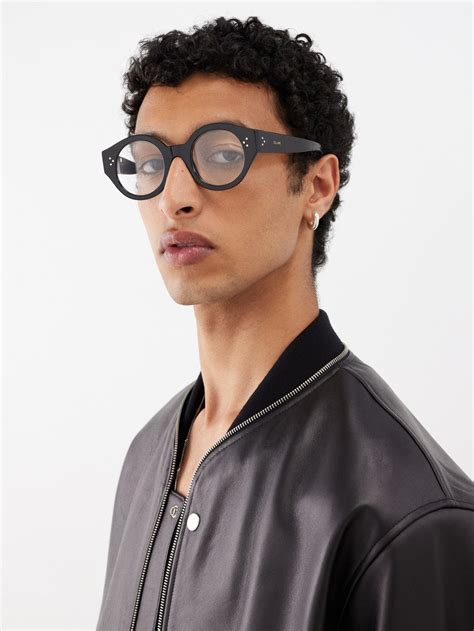 black bold round acetate glasses celine eyewear matchesfashion uk