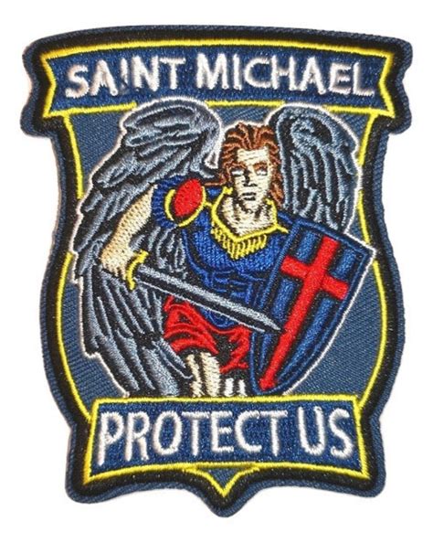 Saint Michael Protect Us Embroidered Cloth Iron On Patch Etsy