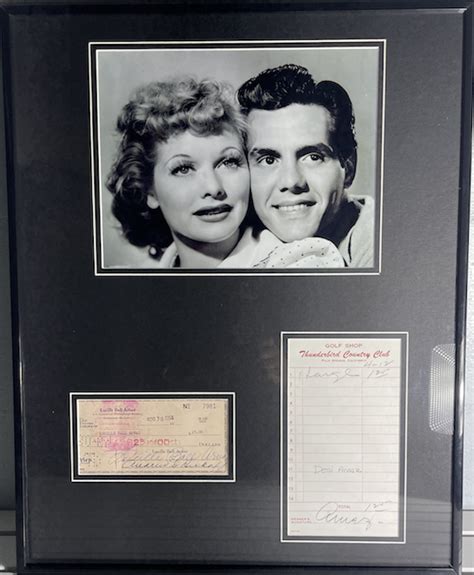 charitybuzz lucille ball and desi arnaz dual signed country club and check display