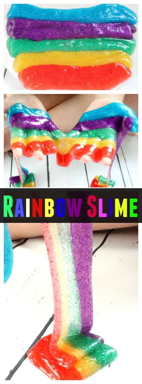 Rainbow Slime How To Make Colored Slime That Sparkles Rainbow Slime