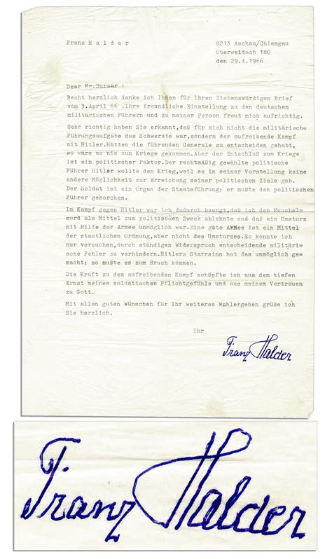 Learn how to politely say in an email/letter that you can't attend an event(e.g. Lot Detail - WWII German General Franz Halder Typed Letter Signed -- ''...Hitler wanted the war ...