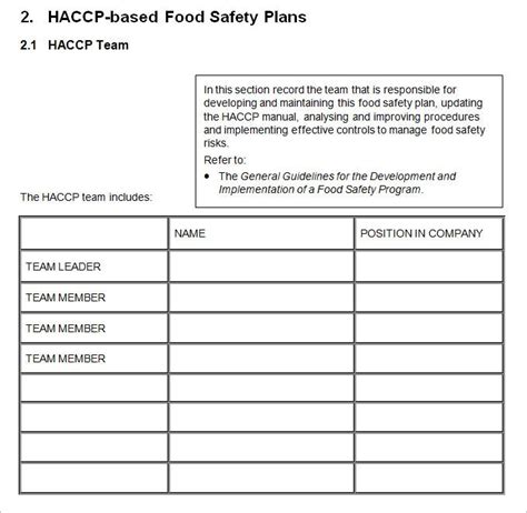 Haccp Template Free Download Printable Templates