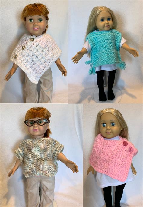 Any Season Ponchos Knitting Patterns For 18 Inch Dolls Etsy