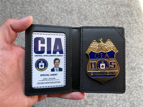 Cia Id Card Pvc Plastic With Genuine Leather Wallet And Badge Etsy