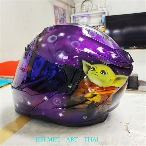 Star Wars Master Yoda Baby Yoda Custom Motorcycle Helmet Ebay
