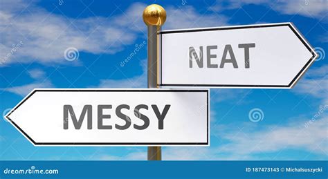 Messy And Neat As Different Choices In Life Pictured As Words Messy