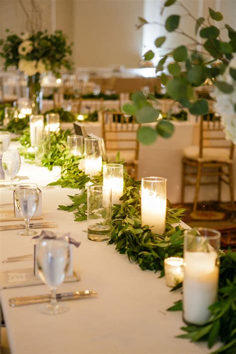 Greenery And Candle Table Runner Elizabeth Anne Designs The Wedding Blog