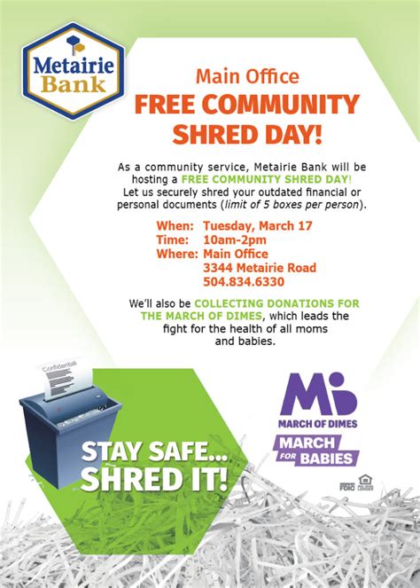 Free Community Shred Day 2020 Metairie Bank