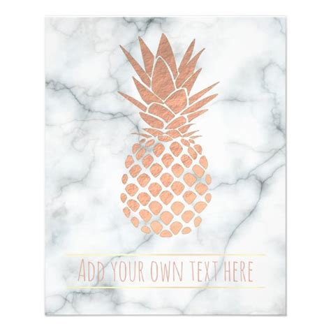 Rose Gold Pineapple On Marble Flyer
