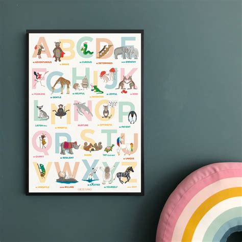 Alphabet Of Emotions Illustrated Animal Nursery Print By Fearless Flamingo