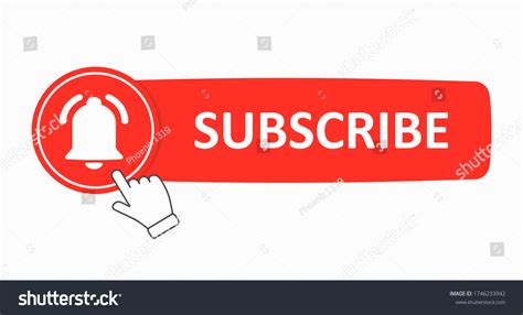 Red Subscribe Button Notification Bell On Stock Vector Royalty Free