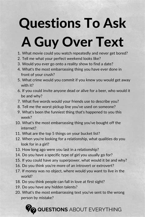 150 Amazing Questions To Ask A Guy Over Text To Get To Know Him Fun