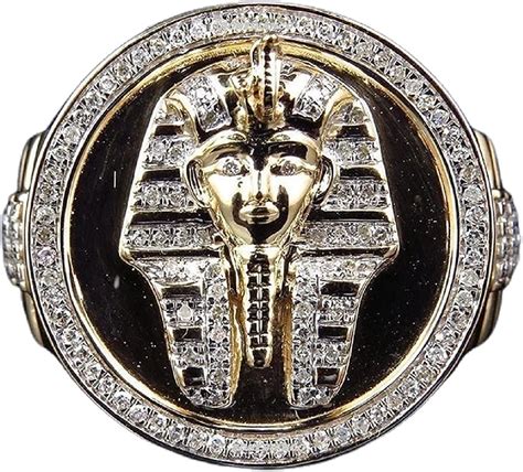 Tutankhamun Ringiced Out Egyptian Pharaoh Ring For Men Gothic Horus