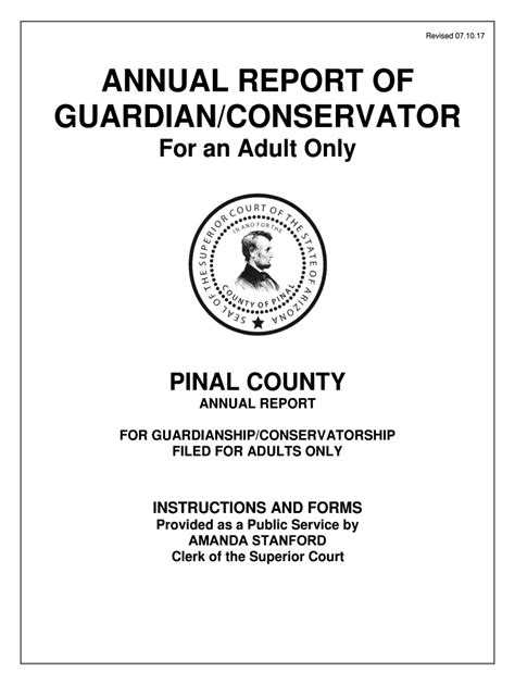 2017 Form Az Annual Report Of Guardianconservator For An Adult Only