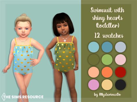 Swimsuit With Shiny Hearts Toddler By Mysteriousoo At Tsr Sims 4