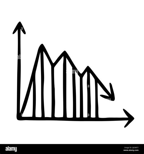 Doodle Graph Declining Chart Hand Drawn With Black Line Stock Vector