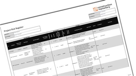 Construction Risk Register Template Construction Documents And Templates