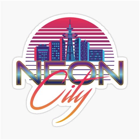 Neon City Retro Wave 80s Aesthethics Sticker By Pitmannat Redbubble
